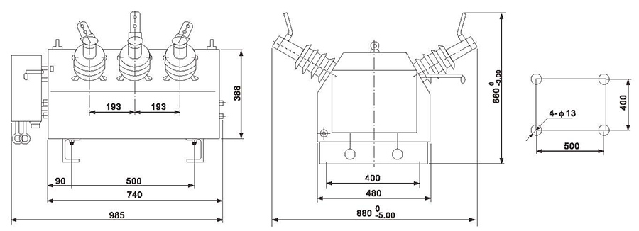 ZW6-12户外高压真空断路器安装尺寸
