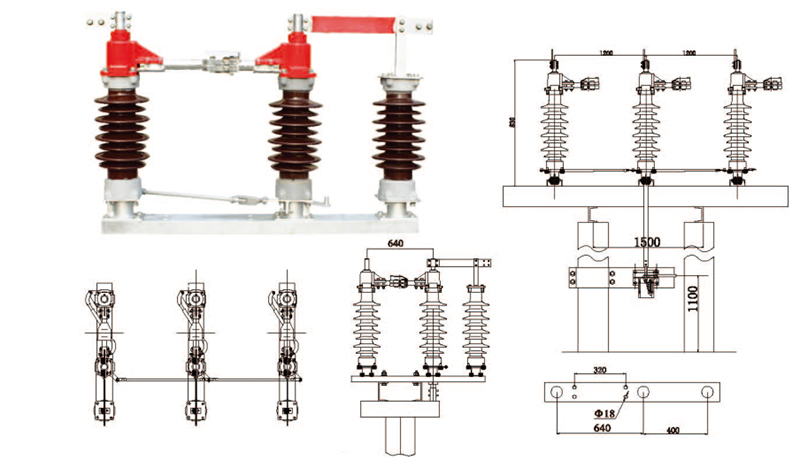 GW4-40.5KV三柱式户外高压隔离开关